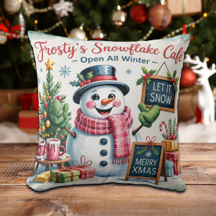 Vintage Frosty's Snowflake Cafe Cushion