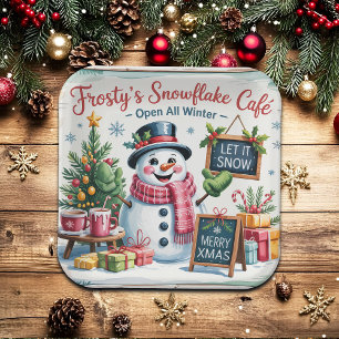 Vintage Frosty's Snowflake Cafe Paper Plate