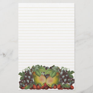 Vintage Fruit Art Stationery Lined