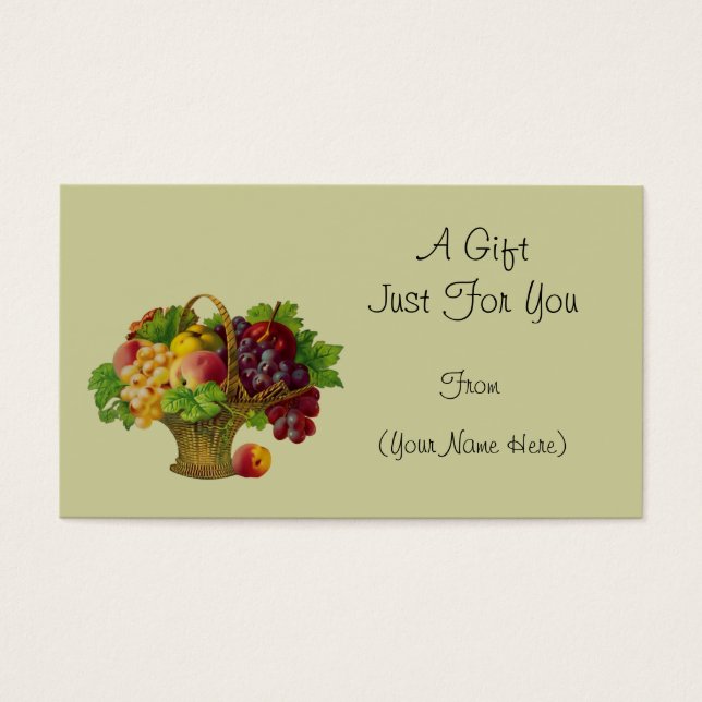 Vintage Fruit Basket Personalised Gift Card Tag (Front)