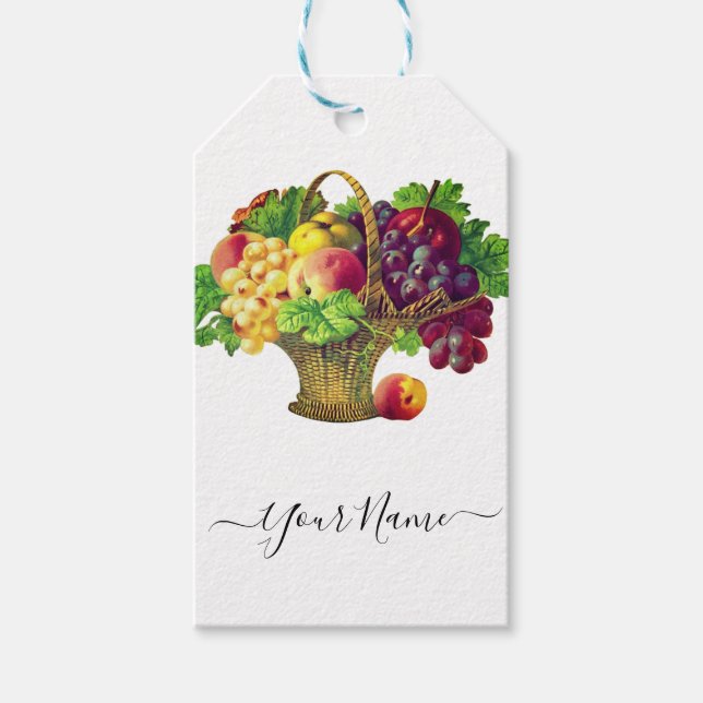 Vintage Fruit Basket - personalised  Gift Tags (Front)
