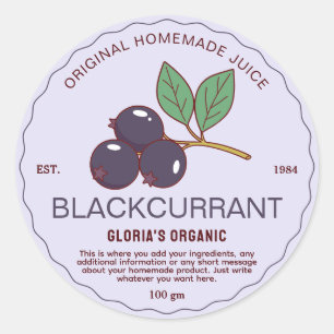 Vintage Fruit Blackcurrant Juice Homemade Product Classic Round Sticker