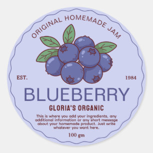 Vintage Fruit Blueberry Jam Homemade Product Classic Round Sticker