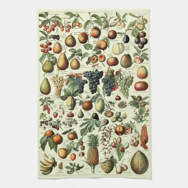 Vintage Fruit by Adolphe Millot Tea Towel (Vertical)