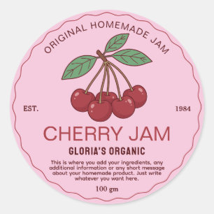 Vintage Fruit Cherries Jam Homemade Product Classic Round Sticker