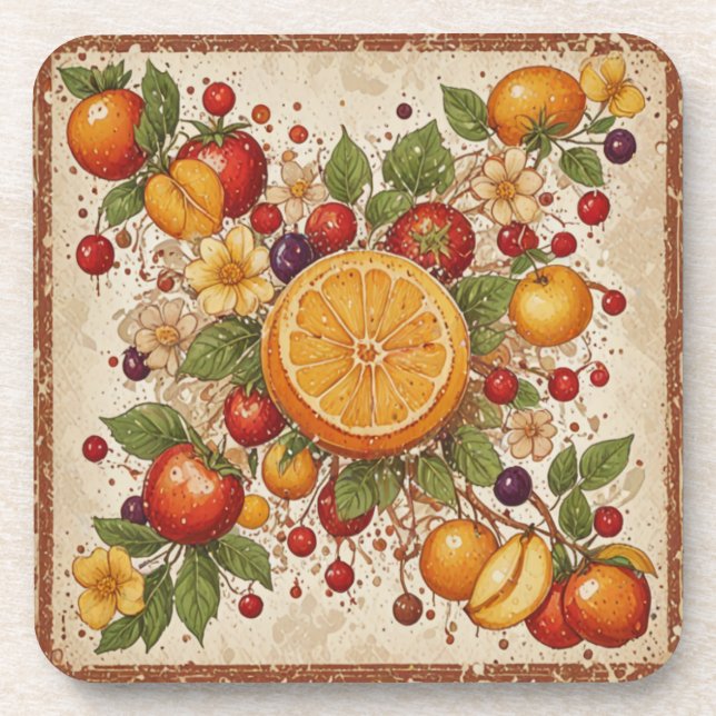 Vintage Fruit  Coaster (Front)