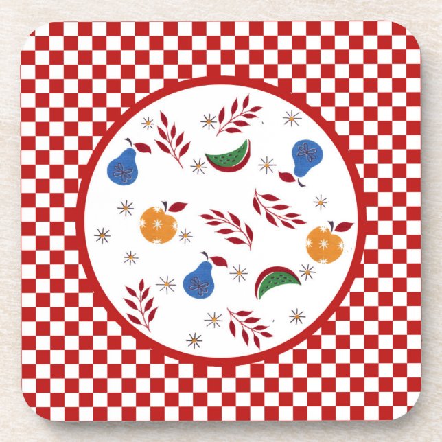 Vintage Fruit Cork Coaster (Front)