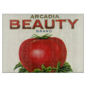 Vintage Fruit Crate Label, Arcadia Beauty Tomatoes Cutting Board