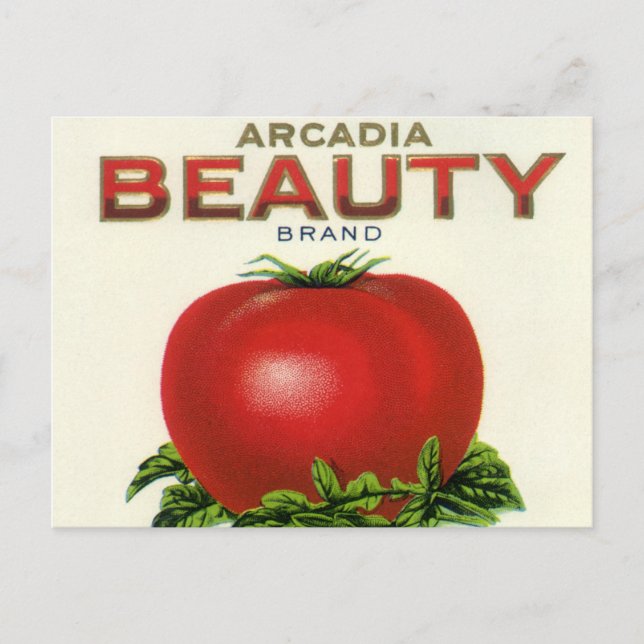 Vintage Fruit Crate Label, Arcadia Beauty Tomatoes Postcard (Front)