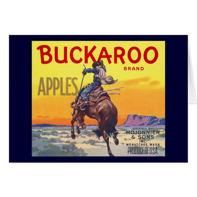 Vintage Fruit Crate Label Art, Buckaroo Apples (Front Horizontal)