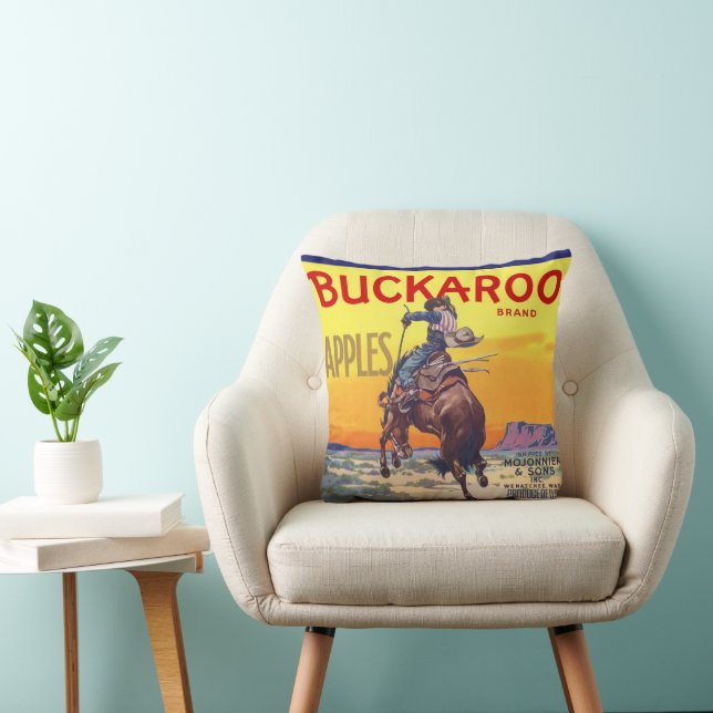 Vintage Fruit Crate Label Art, Buckaroo Apples Cushion (Chair)