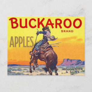 Vintage Fruit Crate Label Art, Buckaroo Apples Postcard