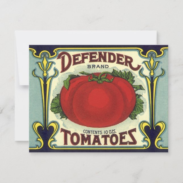 Vintage Fruit Crate Label Art, Defender Tomatoes (Front)