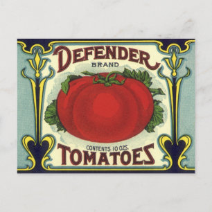 Vintage Fruit Crate Label Art, Defender Tomatoes Postcard