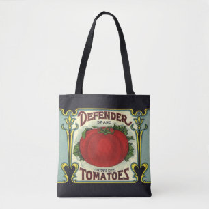 Vintage Fruit Crate Label Art, Defender Tomatoes Tote Bag