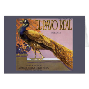 Vintage Fruit Crate Label Art El Pavo Peacock Bird