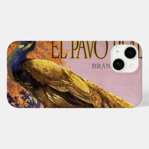 Vintage Fruit Crate Label Art El Pavo Peacock Bird Case-Mate iPhone 14 Case