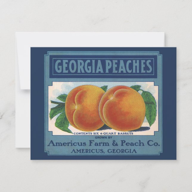 Vintage Fruit Crate Label Art, Georgia Peaches (Front)