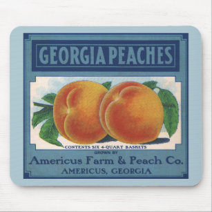 Vintage Fruit Crate Label Art, Georgia Peaches Mouse Mat