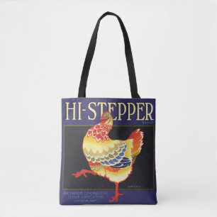 Vintage Fruit Crate Label Art, Hi Stepper Chicken Tote Bag
