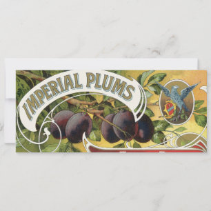 Vintage Fruit Crate Label Art, Imperial Plums