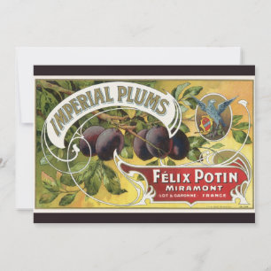 Vintage Fruit Crate Label Art, Imperial Plums