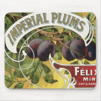 Vintage Fruit Crate Label Art, Imperial Plums Mouse Mat