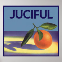 Vintage Fruit Crate Label Art, Juciful Oranges