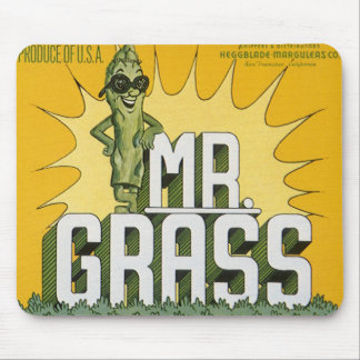 Vintage Fruit Crate Label Art Mr. Grass Asparagus Mouse Mat