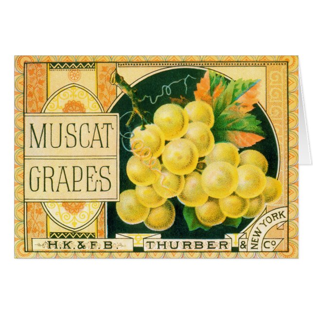 Vintage Fruit Crate Label Art, Muscat Grapes (Front Horizontal)