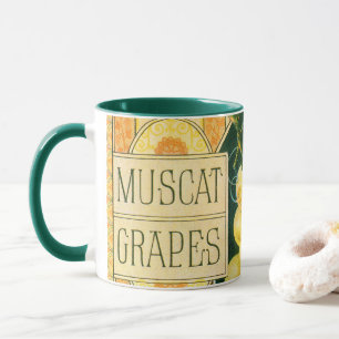 Vintage Fruit Crate Label Art, Muscat Grapes Mug