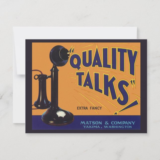 Vintage Fruit Crate Label Art, Old Fashioned Phone (Front)