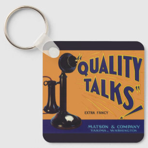 Vintage Fruit Crate Label Art, Old Fashioned Phone Key Ring