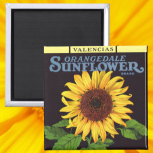 Vintage Fruit Crate Label Art Orangedale Sunflower Magnet