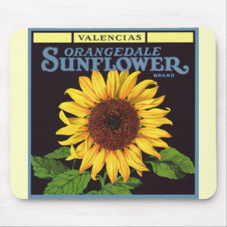 Vintage Fruit Crate Label Art Orangedale Sunflower Mouse Mat