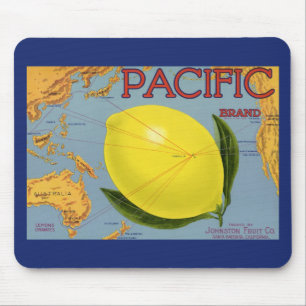 Vintage Fruit Crate Label Art Pacific Lemon Citrus Mouse Mat