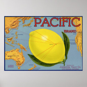 Vintage Fruit Crate Label Art Pacific Lemon Citrus Poster