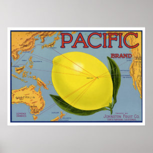 Vintage Fruit Crate Label Art Pacific Lemon Citrus Poster