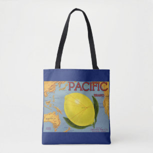 Vintage Fruit Crate Label Art Pacific Lemon Citrus Tote Bag