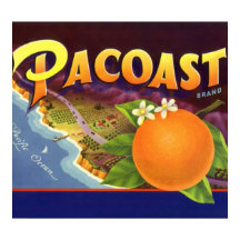 Vintage Fruit Crate Label Art, Pacoast Oranges