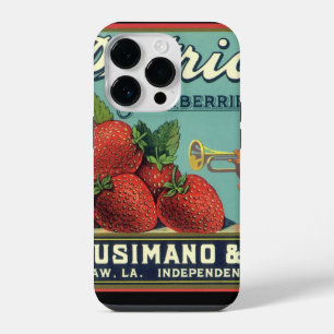 Vintage Fruit Crate Label Art Patriot Strawberries iPhone 14 Pro Case