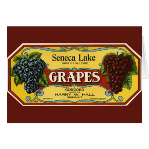 Vintage Fruit Crate Label Art, Seneca Lake Grapes