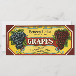 Vintage Fruit Crate Label Art, Seneca Lake Grapes