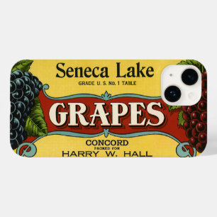 Vintage Fruit Crate Label Art, Seneca Lake Grapes Case-Mate iPhone 14 Case