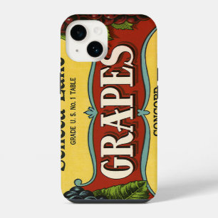 Vintage Fruit Crate Label Art, Seneca Lake Grapes iPhone 14 Case