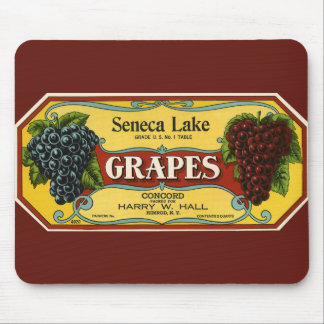Vintage Fruit Crate Label Art, Seneca Lake Grapes Mouse Mat