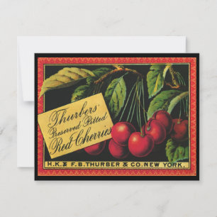 Vintage Fruit Crate Label Art, Thurber Cherries
