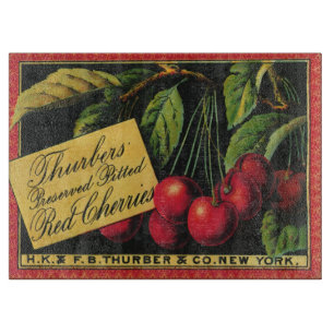 Vintage Fruit Crate Label Art, Thurber Cherries Cutting Board