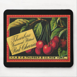 Vintage Fruit Crate Label Art, Thurber Cherries Mouse Mat