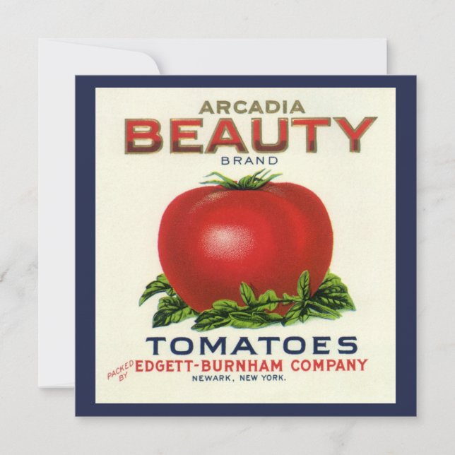 Vintage Fruit Crate Label Art, Tomatoes Invitation (Front)